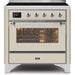 ILVE 36" Majestic II Series Electric Induction and Electric Oven Range with 5 Elements (UMI09NS3) - Antique White with Chrome Trim