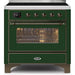 ILVE 36" Majestic II Series Electric Induction and Electric Oven Range with 5 Elements (UMI09NS3) - Emerald Green with Bronze Trim