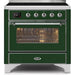 ILVE 36" Majestic II Series Electric Induction and Electric Oven Range with 5 Elements (UMI09NS3) - Emerald Green with Chrome Trim