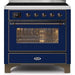 ILVE 36" Majestic II Series Electric Induction and Electric Oven Range with 5 Elements (UMI09NS3) - Midnight Blue with Bronze Trim