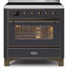 ILVE 36" Majestic II Series Electric Induction and Electric Oven Range with 5 Elements (UMI09NS3) - Matte Graphite with Bronze Trim