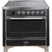 ILVE 36" Majestic II Series Electric Induction and Electric Oven Range with 5 Elements (UMI09NS3) - Matte Graphite with Chrome Trim