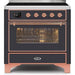 ILVE 36" Majestic II Series Electric Induction and Electric Oven Range with 5 Elements (UMI09NS3) - Matte Graphite with Copper Trim