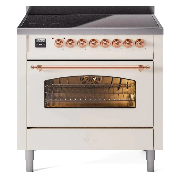 ILVE 36" Nostalgie II Series Freestanding Electric Double Oven Range with 5 Elements, Triple Glass Cool Door, Convection Oven, TFT Oven Control Display and Child Lock