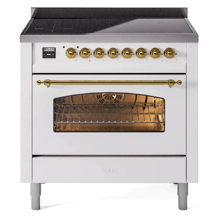 ILVE 36" Nostalgie II Series Freestanding Electric Double Oven Range with 5 Elements, Triple Glass Cool Door, Convection Oven, TFT Oven Control Display and Child Lock