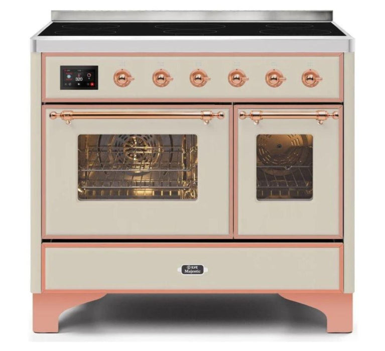 ILVE 40 Inch Majestic II Series Freestanding Electric Double Oven Range with 6 Elements, Triple Glass Cool Door, Convection Oven, TFT Oven Control Display and Child Lock (UMDI10NS3)