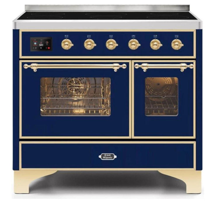 ILVE 40 Inch Majestic II Series Freestanding Electric Double Oven Range with 6 Elements, Triple Glass Cool Door, Convection Oven, TFT Oven Control Display and Child Lock (UMDI10NS3)