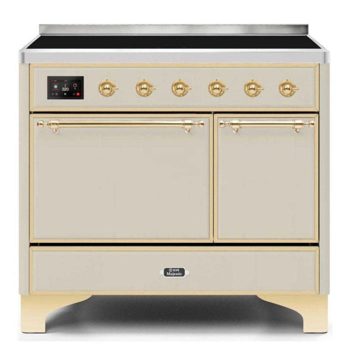 ILVE 40 Inch Majestic II Series Induction Range with 6 Elements Dual Ovens TFT Control Display Solid Oven Door (UMDI10QNS3)