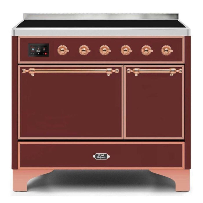 ILVE 40 Inch Majestic II Series Induction Range with 6 Elements Dual Ovens TFT Control Display Solid Oven Door (UMDI10QNS3)