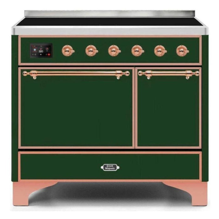 ILVE 40 Inch Majestic II Series Induction Range with 6 Elements Dual Ovens TFT Control Display Solid Oven Door (UMDI10QNS3)