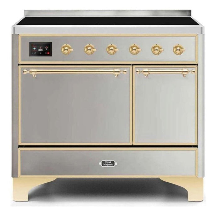 ILVE 40 Inch Majestic II Series Induction Range with 6 Elements Dual Ovens TFT Control Display Solid Oven Door (UMDI10QNS3)