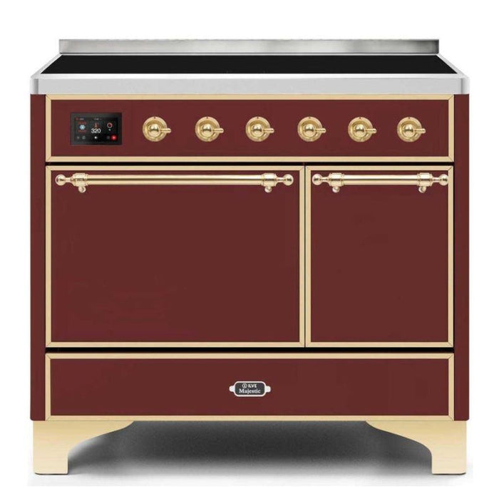 ILVE 40 Inch Majestic II Series Induction Range with 6 Elements Dual Ovens TFT Control Display Solid Oven Door (UMDI10QNS3)