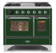 ILVE 40 Inch Majestic II Series Natural Gas/ Propane Gas Burner and Electric Oven with 6 Sealed Burners (UMD10FDNS3) - Emerald Green with Chrome Trim