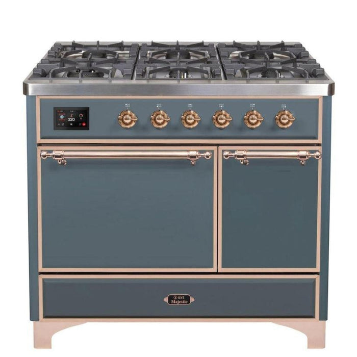 ILVE 40 Inch Majestic II Series Natural/ Propane Gas Burner and Electric Oven Range with 6 Sealed Burners (UMD10FDQNS3)