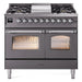 ILVE 40" Nostalgie II Series Freestanding Double Oven Dual Fuel Range with 6 Sealed Burners and Griddle 