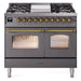 ILVE 40" Nostalgie II Series Freestanding Double Oven Dual Fuel Range with 6 Sealed Burners and Griddle 