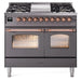 ILVE 40" Nostalgie II Series Freestanding Double Oven Dual Fuel Range with 6 Sealed Burners and Griddle 