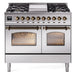 ILVE 40" Nostalgie II Series Freestanding Double Oven Dual Fuel Range with 6 Sealed Burners and Griddle 