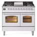 ILVE 40" Nostalgie II Series Freestanding Double Oven Dual Fuel Range with 6 Sealed Burners and Griddle 