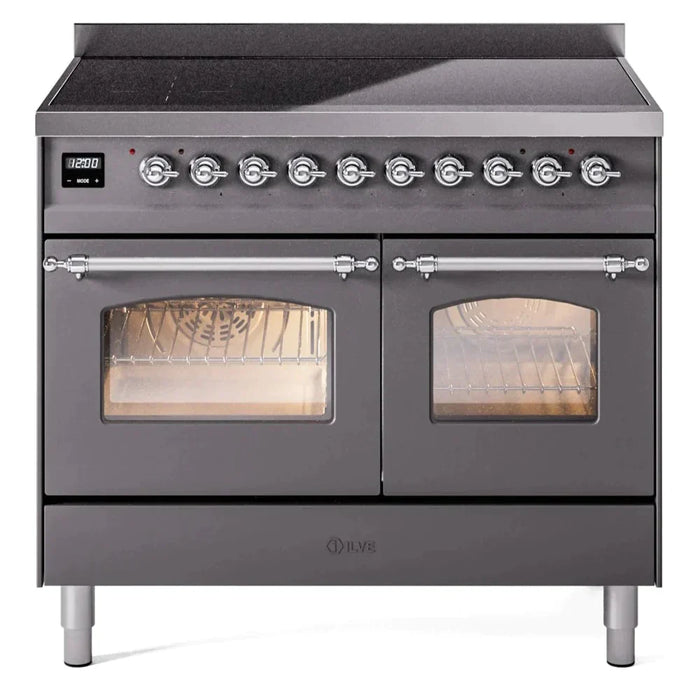 ILVE 40" Nostalgie II Series Freestanding Electric Double Oven Range with 6 Elements, Triple Glass Cool Door, Convection Oven, TFT Oven Control Display and Child Lock