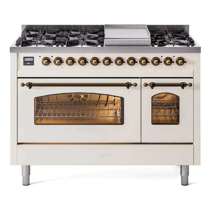 ILVE 48" Nostalgie II Dual Fuel Range with 8 Sealed Burners and Griddle - UP48FNMP