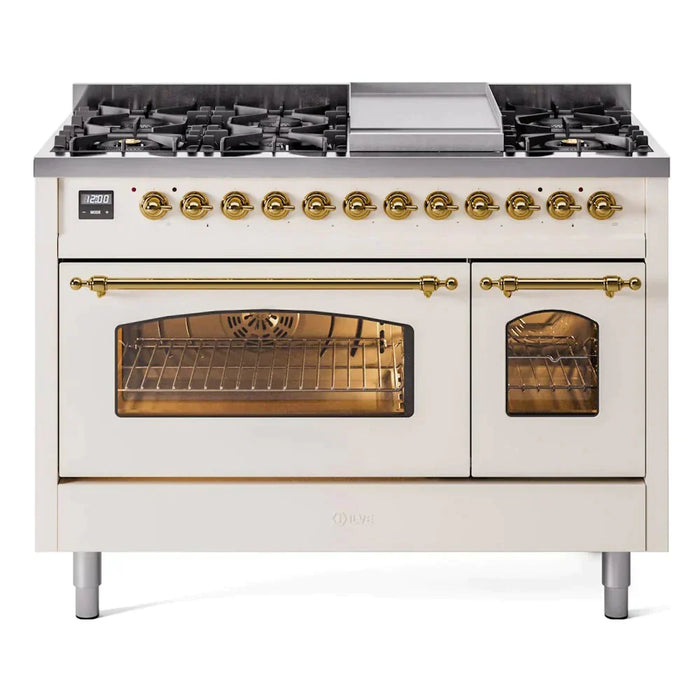 ILVE 48" Nostalgie II Dual Fuel Range with 8 Sealed Burners and Griddle - UP48FNMP