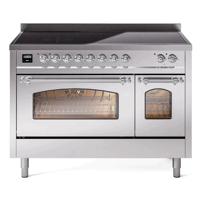 ILVE 48" Nostalgie II Electric Double Oven Range with 6 Elements, Triple Glass Cool Door  - UPI486NMP