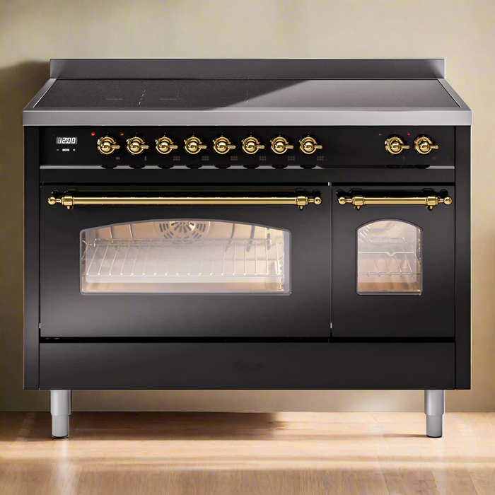 ILVE 48" Nostalgie II Electric Double Oven Range with 6 Elements, Triple Glass Cool Door  - UPI486NMP