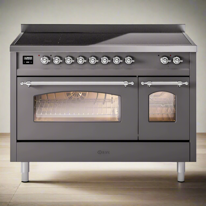 ILVE 48" Nostalgie II Electric Double Oven Range with 6 Elements, Triple Glass Cool Door  - UPI486NMP