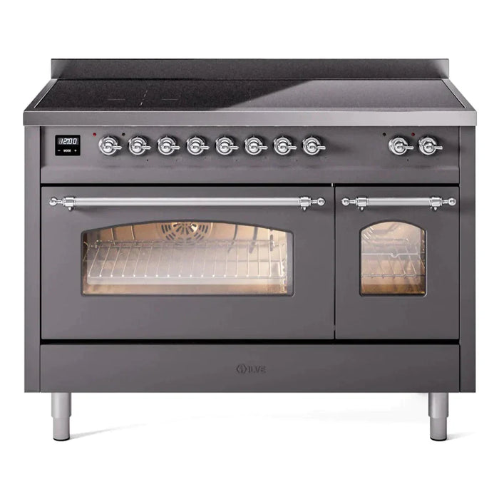 ILVE 48" Nostalgie II Electric Double Oven Range with 6 Elements, Triple Glass Cool Door  - UPI486NMP