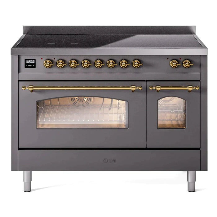 ILVE 48" Nostalgie II Electric Double Oven Range with 6 Elements, Triple Glass Cool Door  - UPI486NMP