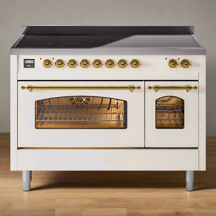 ILVE 48" Nostalgie II Electric Double Oven Range with 6 Elements, Triple Glass Cool Door  - UPI486NMP