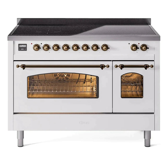 ILVE 48" Nostalgie II Electric Double Oven Range with 6 Elements, Triple Glass Cool Door  - UPI486NMP