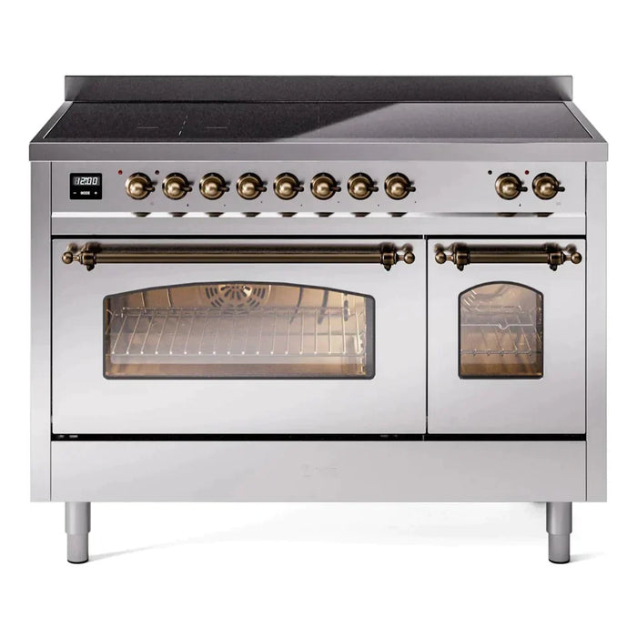 ILVE 48" Nostalgie II Electric Double Oven Range with 6 Elements, Triple Glass Cool Door  - UPI486NMP