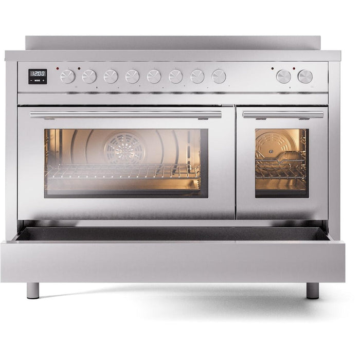 ILVE 48" Professional Plus II Induction Range with 8 Elements, Triple Glass Cool Door, Convection Oven - UPI486WMP