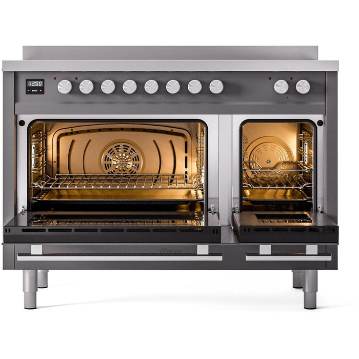 ILVE 48" Professional Plus II Induction Range with 8 Elements, Triple Glass Cool Door, Convection Oven - UPI486WMP