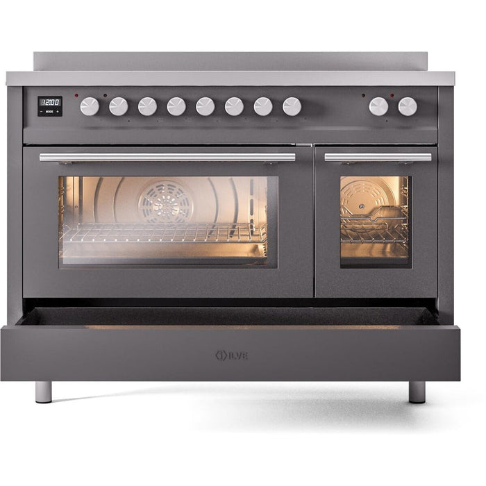 ILVE 48" Professional Plus II Induction Range with 8 Elements, Triple Glass Cool Door, Convection Oven - UPI486WMP