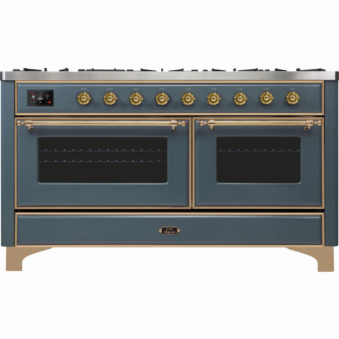 ILVE 60 Inch Majestic II Series Dual Fuel Natural Gas Range with 9 Sealed Burners and Griddle with 5.8 cu. ft. Total Oven Capacity TFT Oven Control Display (UM15FDNS3)