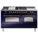 ILVE 60" Nostalgie II Series Freestanding Double Oven Dual Fuel Range with 8 Sealed Burners and Griddle