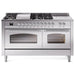 ILVE 60" Nostalgie II Series Freestanding Double Oven Dual Fuel Range with 8 Sealed Burners and Griddle