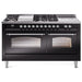 ILVE 60" Nostalgie II Series Freestanding Double Oven Dual Fuel Range with 8 Sealed Burners and Griddle