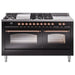 ILVE 60" Nostalgie II Series Freestanding Double Oven Dual Fuel Range with 8 Sealed Burners and Griddle