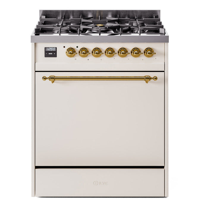 ILVE Nostalgie II 30" Dual Fuel Range with 5 Sealed Burners Solid Door - UP30QNMP