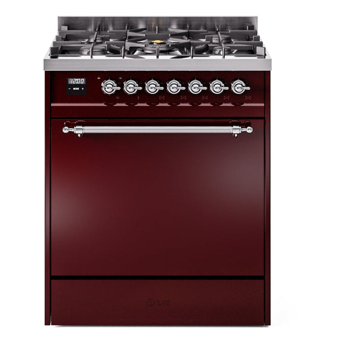 ILVE Nostalgie II 30" Dual Fuel Range with 5 Sealed Burners Solid Door - UP30QNMP