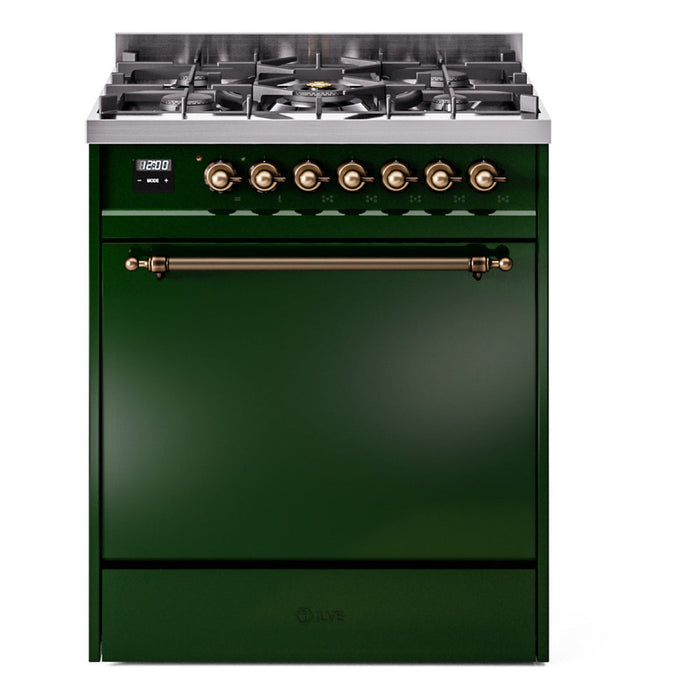 ILVE Nostalgie II 30" Dual Fuel Range with 5 Sealed Burners Solid Door - UP30QNMP