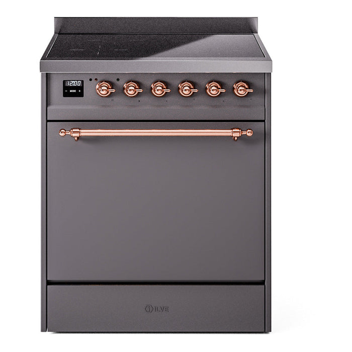 ILVE Nostalgie II 30" Electric Range with 4 Induction Elements Solid Door - UPI304QNMP