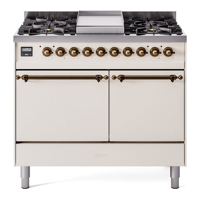 ILVE Nostalgie II 40" Dual Fuel Range with 6 Sealed Burners + Griddle Solid Door - UPD40FQNMP