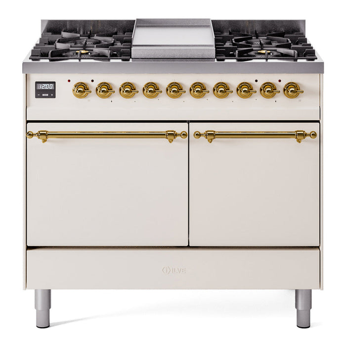 ILVE Nostalgie II 40" Dual Fuel Range with 6 Sealed Burners + Griddle Solid Door - UPD40FQNMP