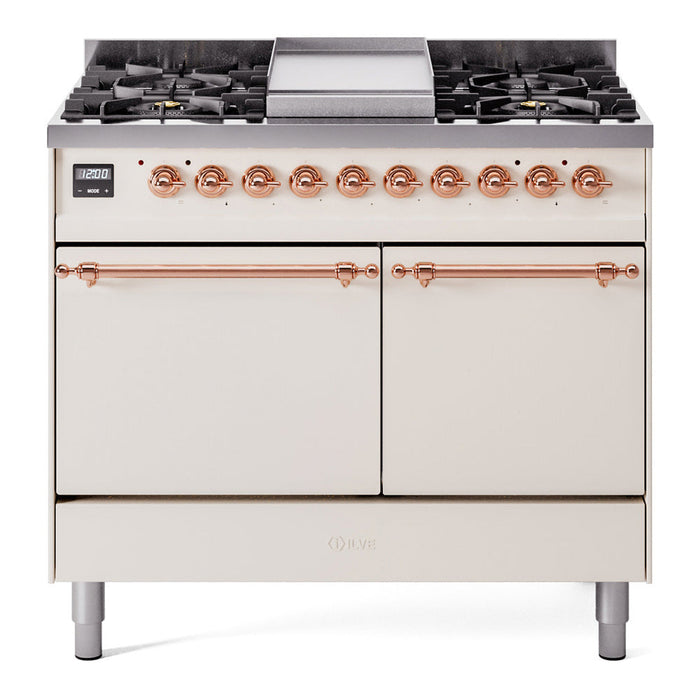 ILVE Nostalgie II 40" Dual Fuel Range with 6 Sealed Burners + Griddle Solid Door - UPD40FQNMP