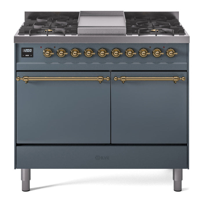 ILVE Nostalgie II 40" Dual Fuel Range with 6 Sealed Burners + Griddle Solid Door - UPD40FQNMP